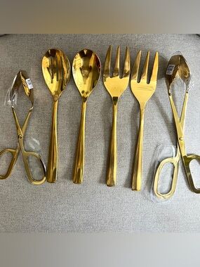 Crate & Barrel Gold Serving Utensils set of 6-Price is firm!